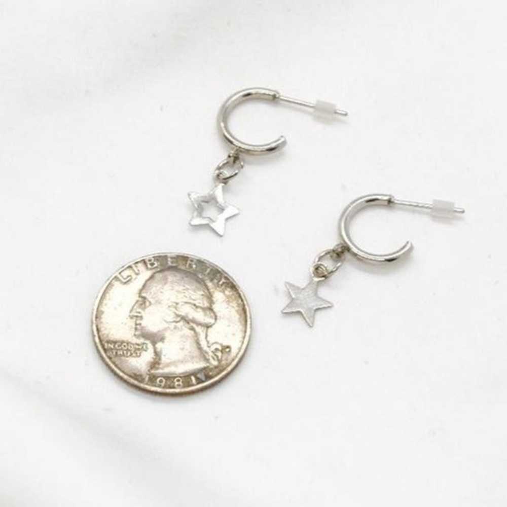 Silver Star Hoops Set - Picture 2 of 2